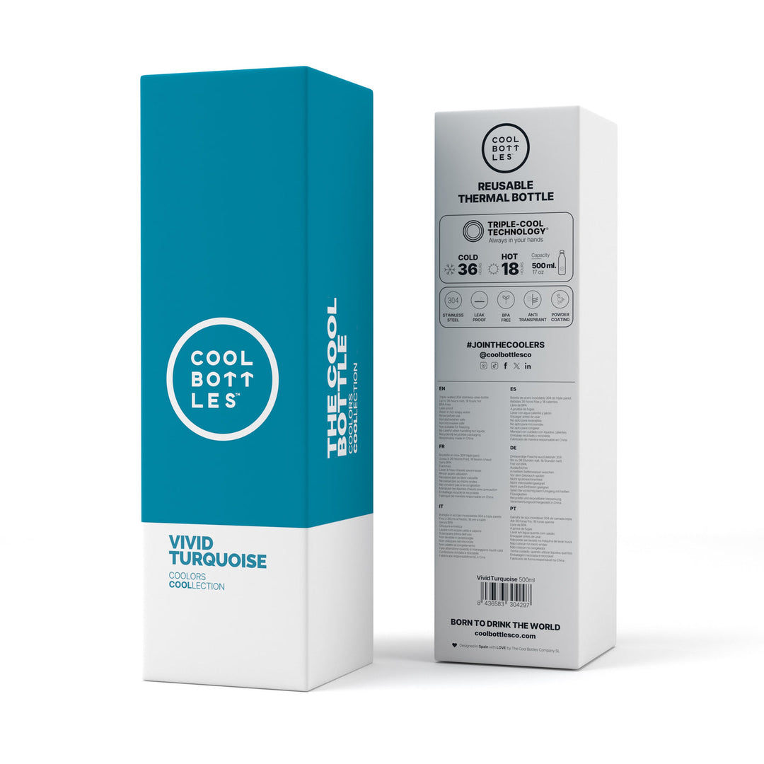 The bottles coolors - Botella de acero inoxidable 500 ml - Vivid Turquesa