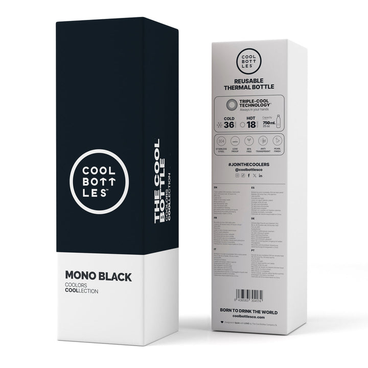 The bottles coolors - Botella de acero inoxidable 750 ml  - Mono Black