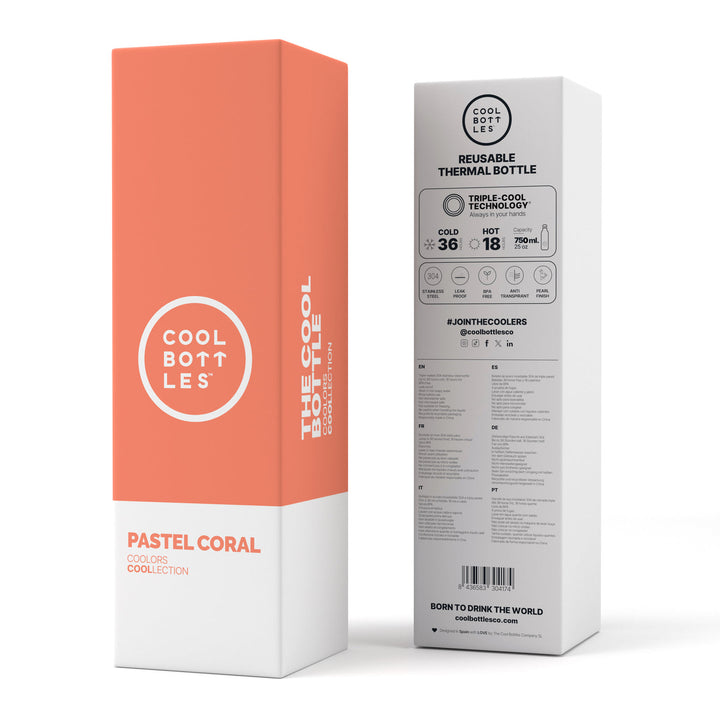The bottles coolors - Botella de acero inoxidable 750 ml - Pastel Coral
