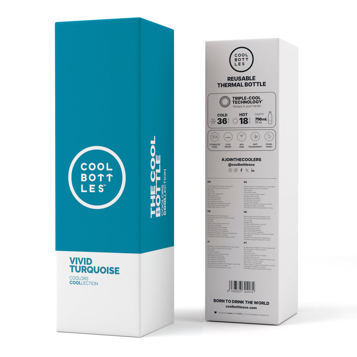 The bottles coolors - Botella de acero inoxidable 750 ml  - Vivid Turquoise
