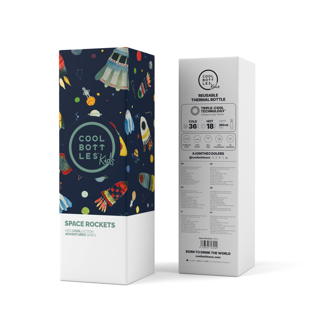The Kids Bottle - Botella de agua para niños 260 ml - Space Rockets