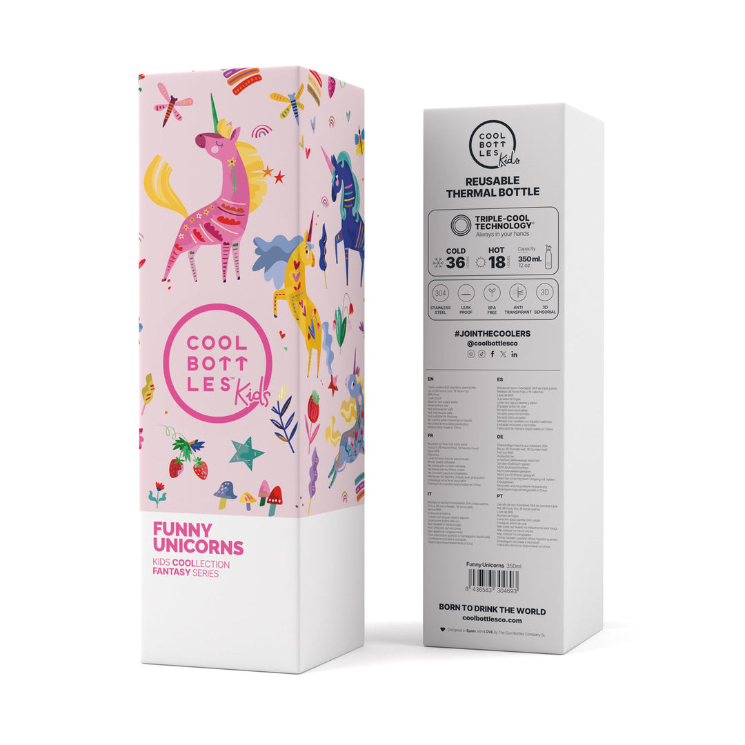 The bottles kids - Botella de agua para niños 350 ml - Funny Unicorns