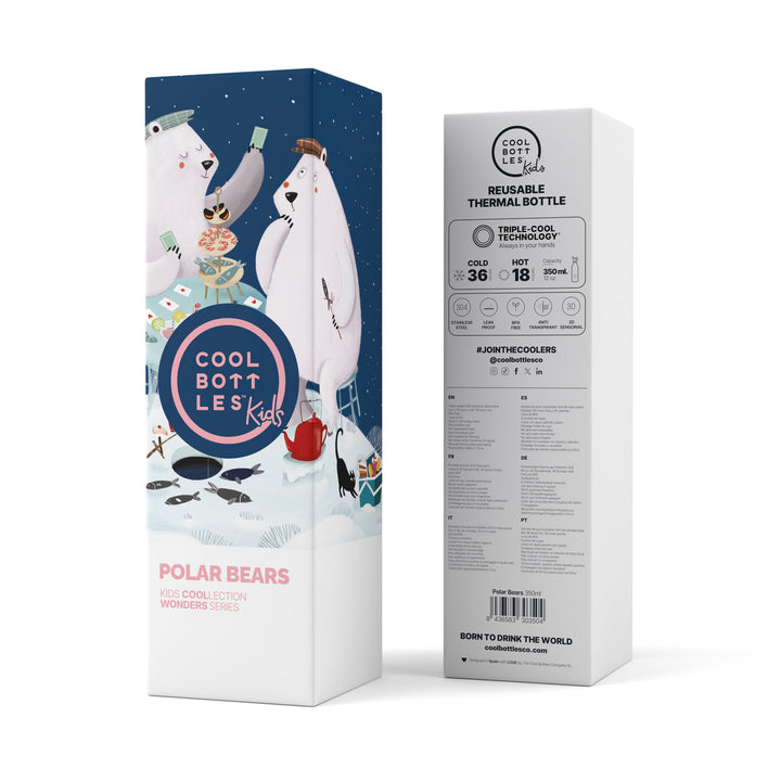 The bottles kids - Botella de agua para niños 350 ml - Polar Bears