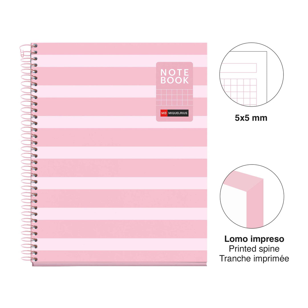 Cuaderno A5 80 Hojas Cuadrícula Between The Lines Rosa