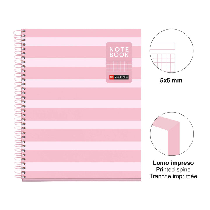 Cuaderno A5 80 Hojas Cuadrícula Between The Lines Rosa