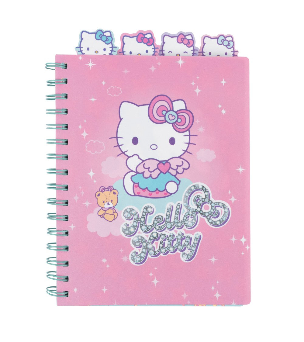 Cuaderno espiral A5 con divisores 100 hojas cuadrícula Hello Kitty - Pink