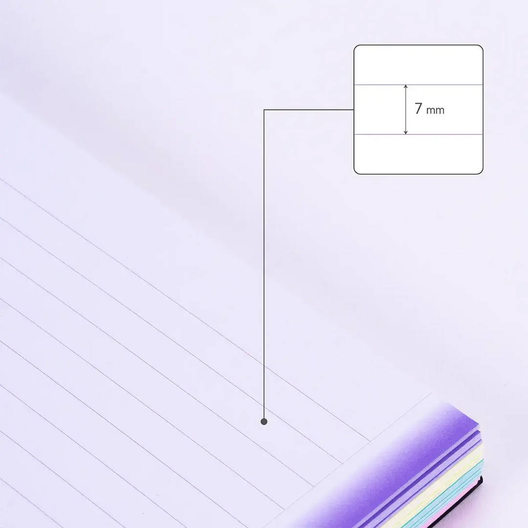 Cuaderno A4 con espiral y tapa dura, papel a líneas, 120 hojas de 95 gr/m², colección Sunset