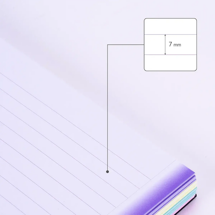 Cuaderno A4 con espiral y tapa dura, papel a líneas, 120 hojas de 95 gr/m², colección Sunset