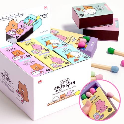 Papelería de diseño único, goma de borrar con forma de fósforos, 8 piezas, 1 caja