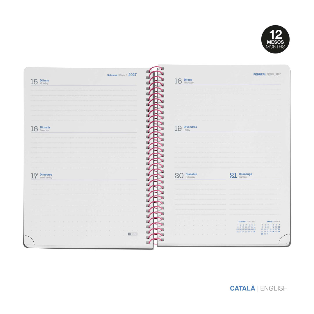 Agenda Escolar Plus Semana Vista Catalán Duo Pink-Blue 2026-27