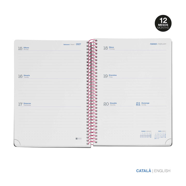 Agenda Escolar Plus Semana Vista Catalán Duo Pink-Blue 2026-27
