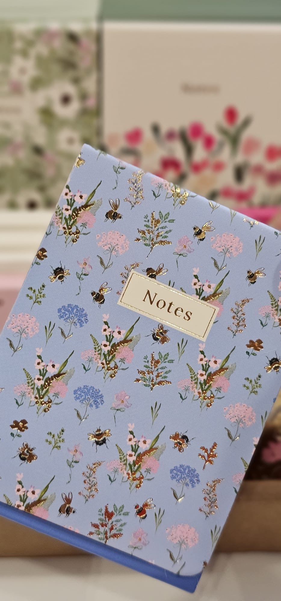 Bloc de notas magnético Dyment - Flores fondo azul
