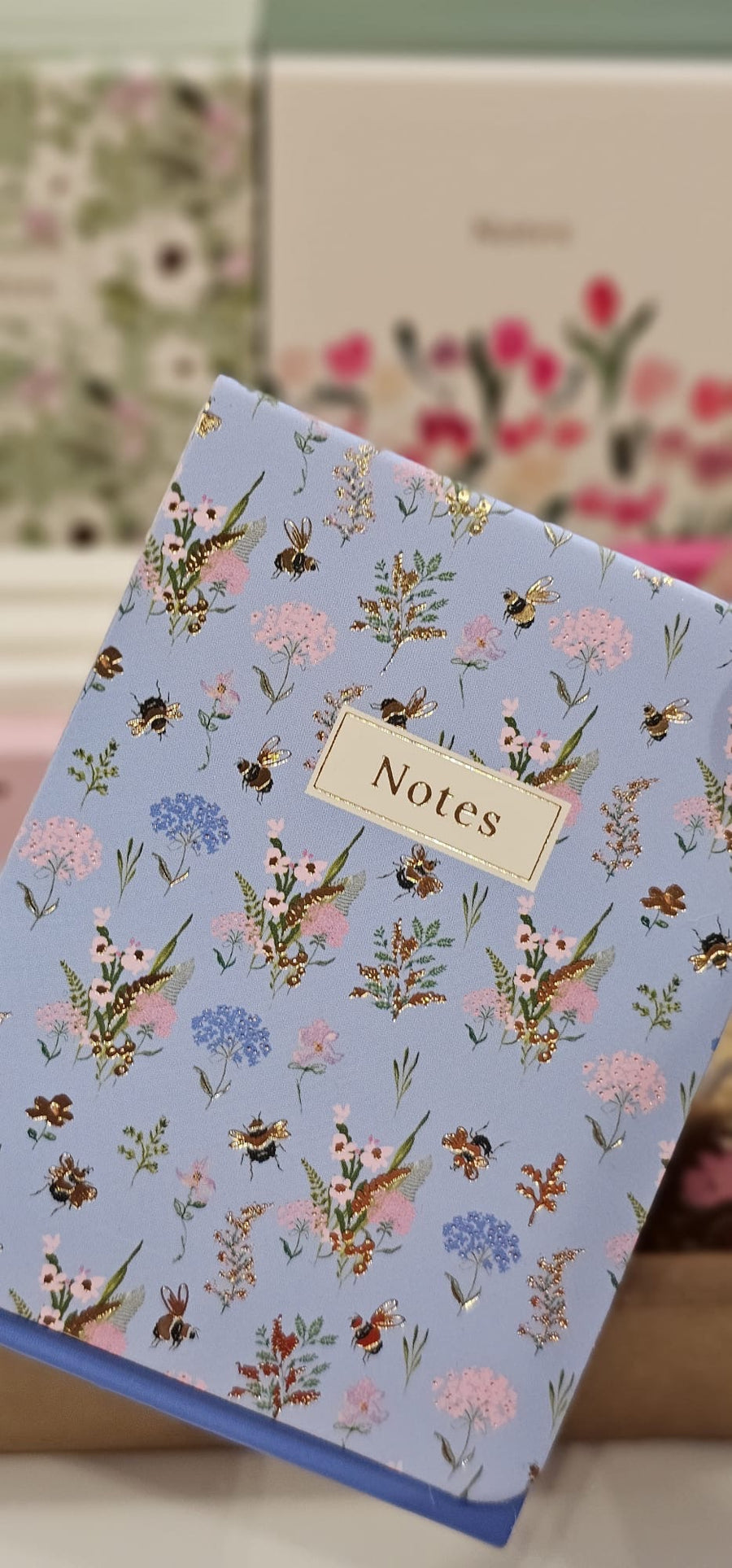 Bloc de notas magnético Dyment - Flores fondo azul
