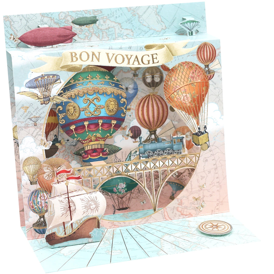 Tarjeta felicitación 3D Pop-Up Globos aerostáticos