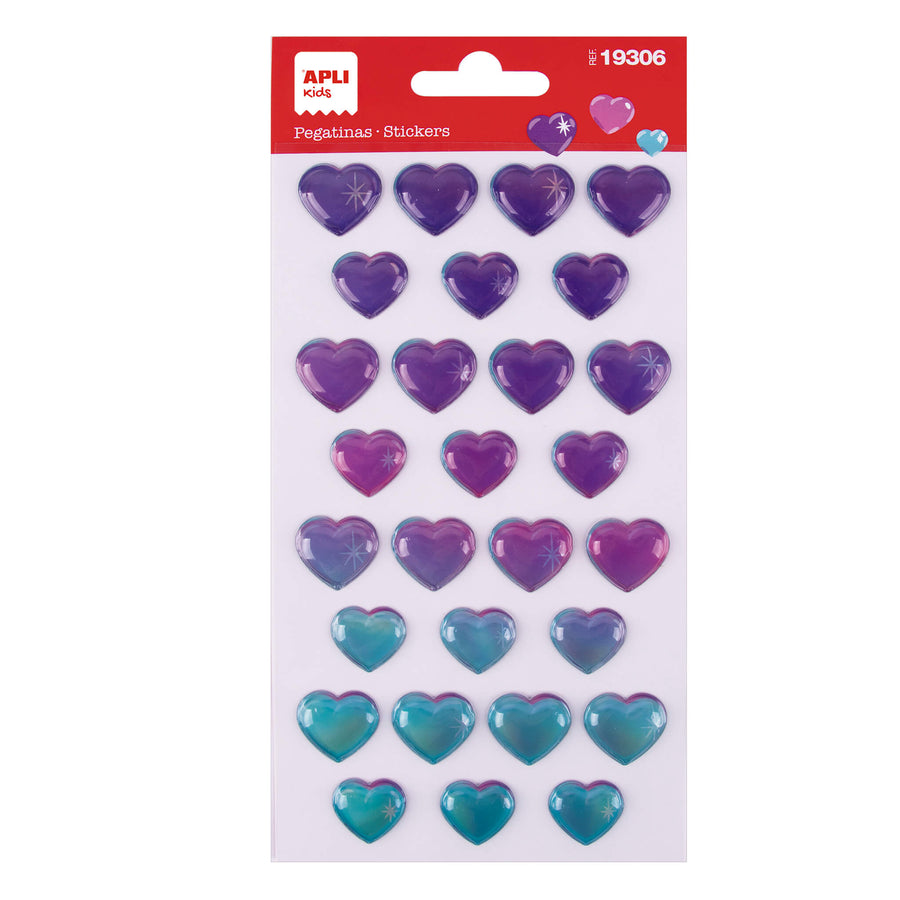 Pegatinas Corazones tornasol