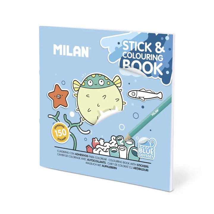 Cuaderno con adhesivos para colorear 'Blue odissey'