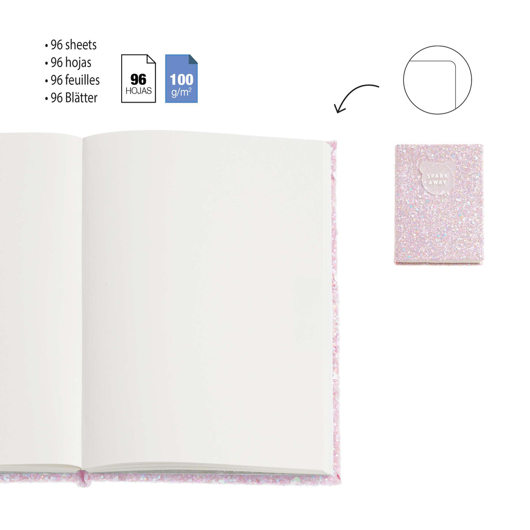 Cuaderno Purpurina Rosa Liso Back2Fun