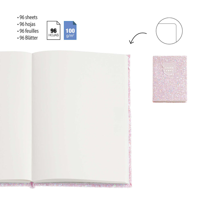 Cuaderno Purpurina Rosa Liso Back2Fun