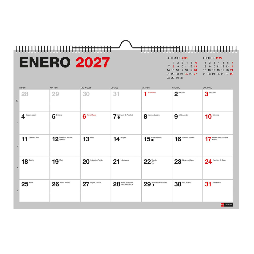 Calend.18 Meses.Pared A3 P/Escr.Basic 2026-27