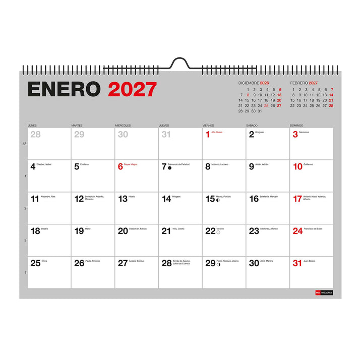 Calend.18 Meses.Pared A3 P/Escr.Basic 2026-27