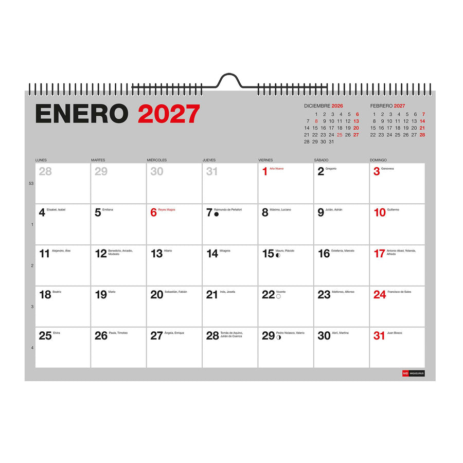 Calend.18 Meses.Pared A3 P/Escr.Basic 2026-27