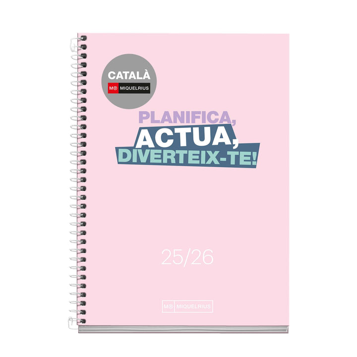 Agenda Escolar Activa Semana Vista Catalán Write Rosa 25_26
