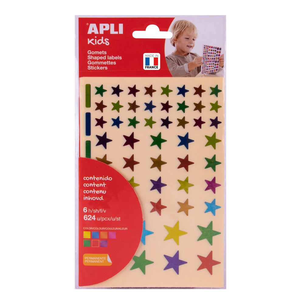Bolsa gomets estrellas multicolor metalizadas permanentes 6 hojas