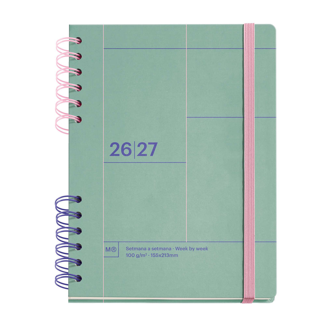 Agenda Escolar Plus Wire-O Semana Vista Catalán Verde Back To Basics 2026-27