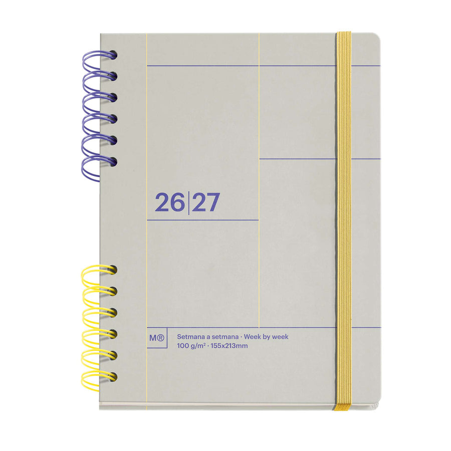 Agenda Escolar Plus Wire-O Semana Vista Catalán Gris Back To Basics 2026-27