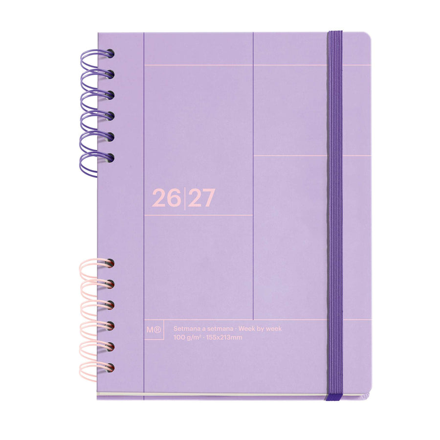 Agenda Escolar Plus Wire-O Semana Vista Catalán Malva Back To Basics 2026-27