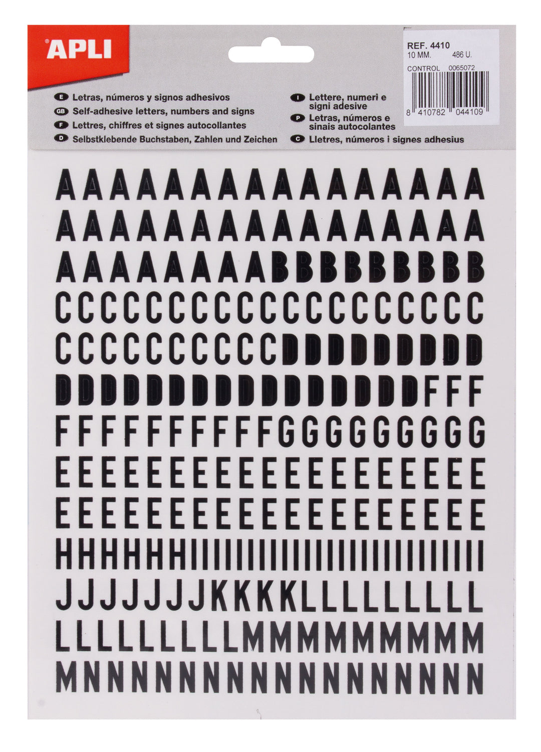 Letras adhesivas mayúsculas 10 mm