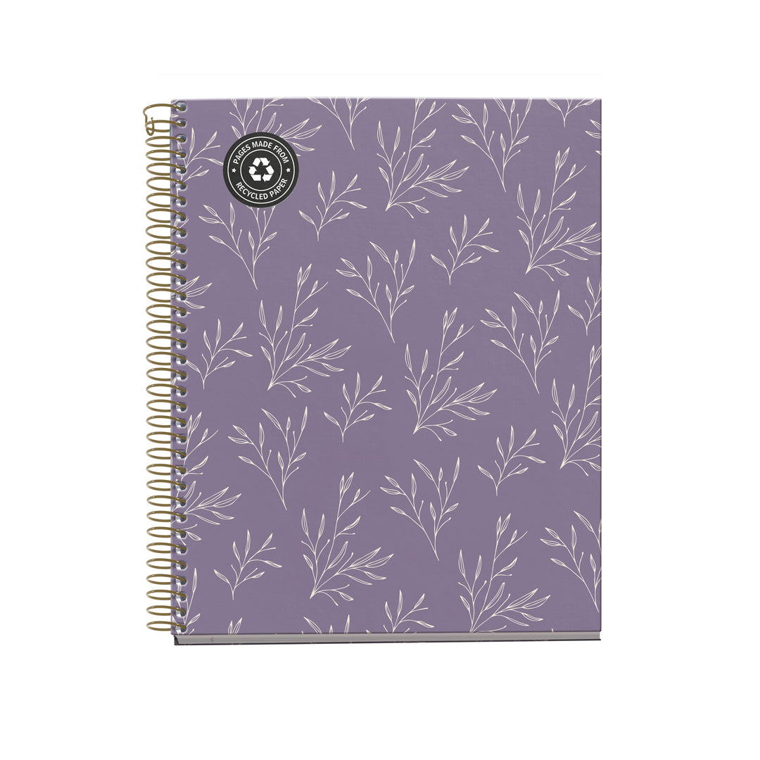 Cuaderno Espiral Reciclado A5 Horizontal 7Mm 120 Hojas Lila Garden Miquelrius