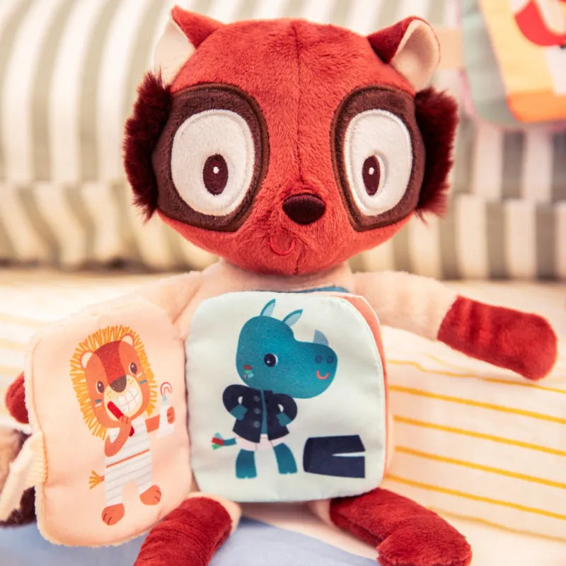 Libro de tela y peluche fosforescente Elvis el lémur Nuevo