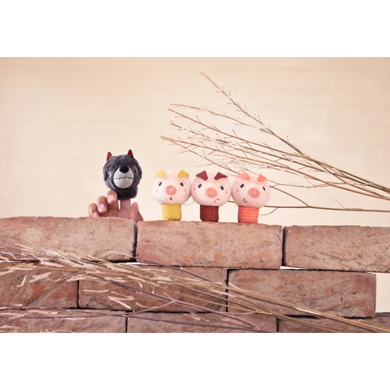 Marionetas De Dedo El lobo y los tres cerditos