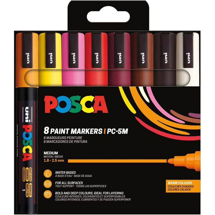 Posca PC-5M 8P Set Colores cálidos