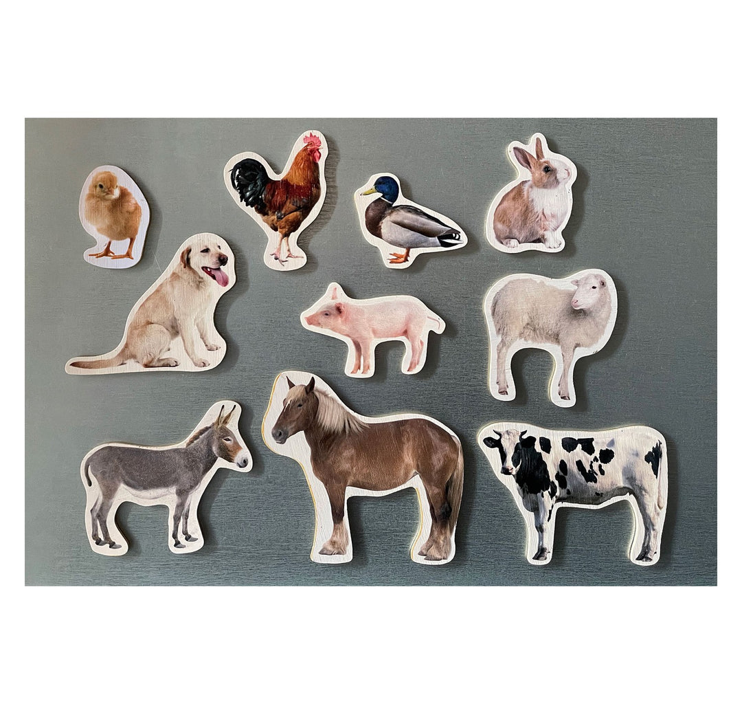 Piezas magnéticas de bambú de animales de la granja