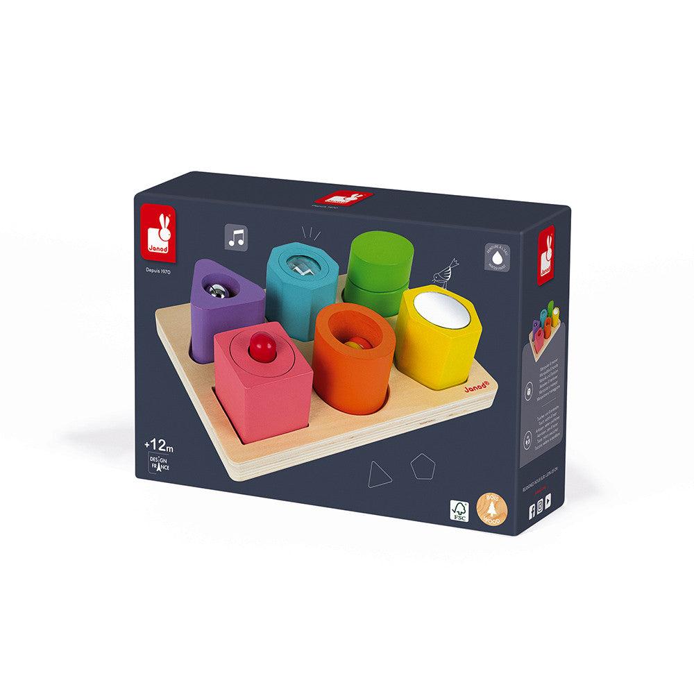 Puzzle con 6 figuras sensoriales I wood