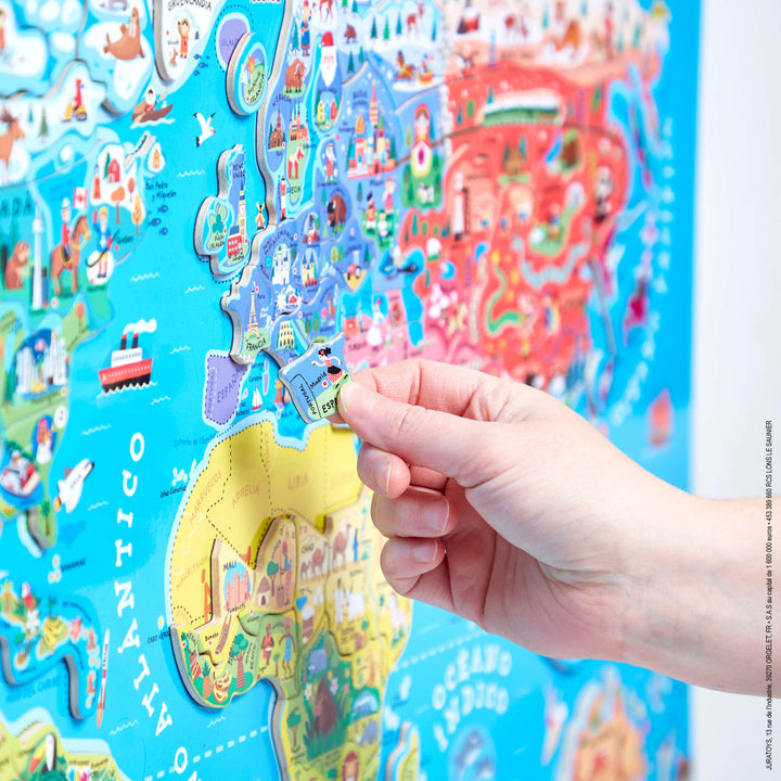 Puzzle magnético atlas mundial versión en español 92 piezas (madera)
