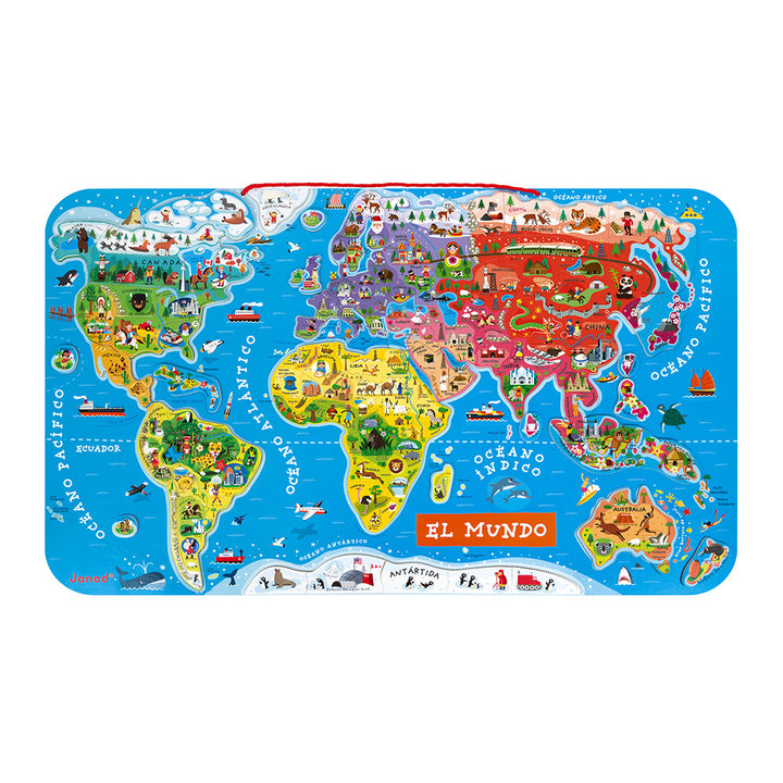 Puzzle magnético atlas mundial versión en español 92 piezas (madera)