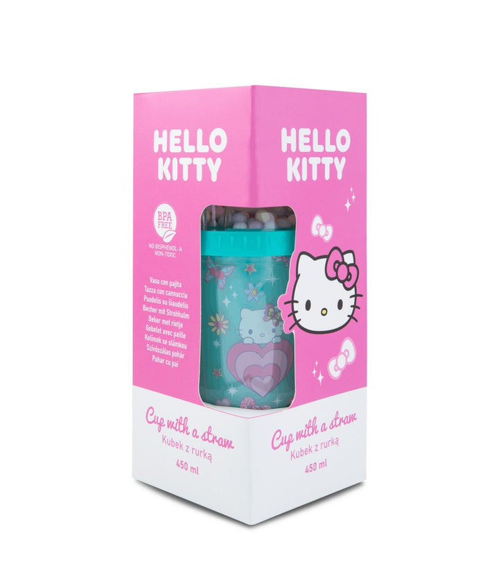 Vaso 450 ml con pajita Hello Kitty - Mint