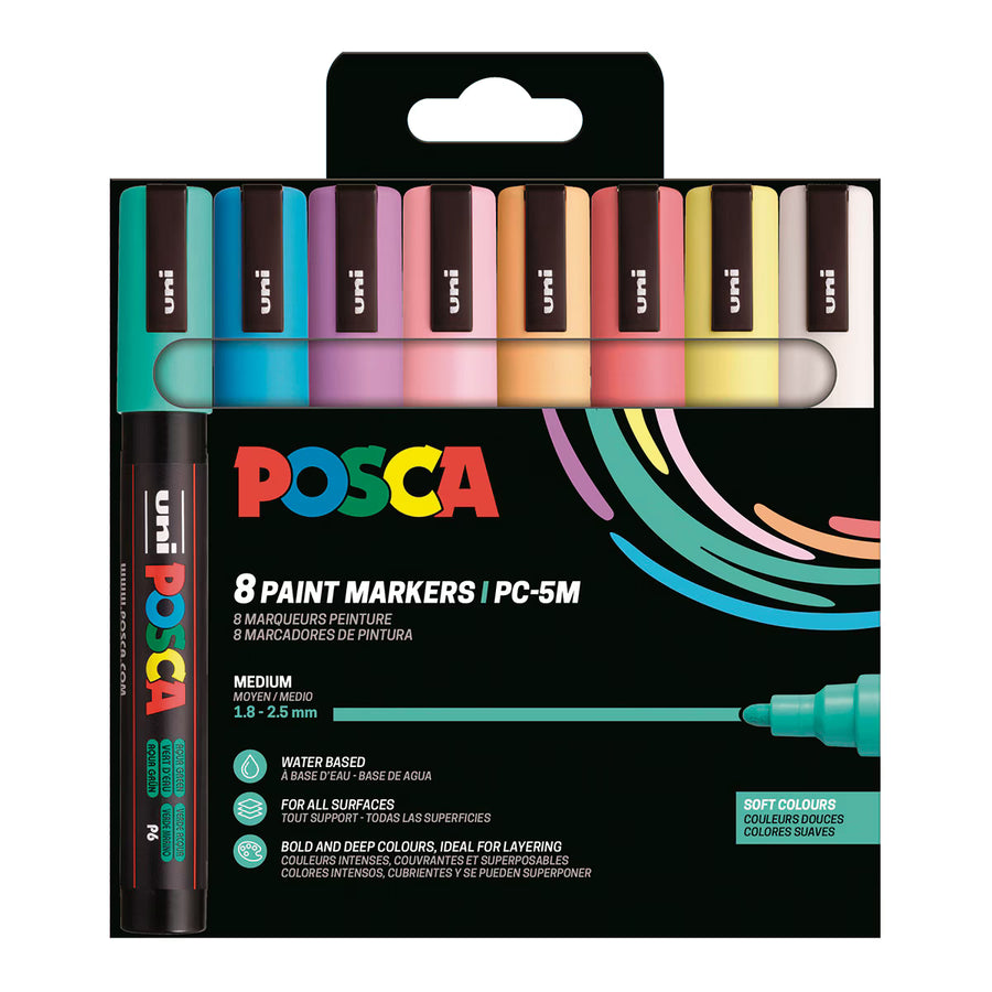 Posca PC-5M 8P Set Colores suaves