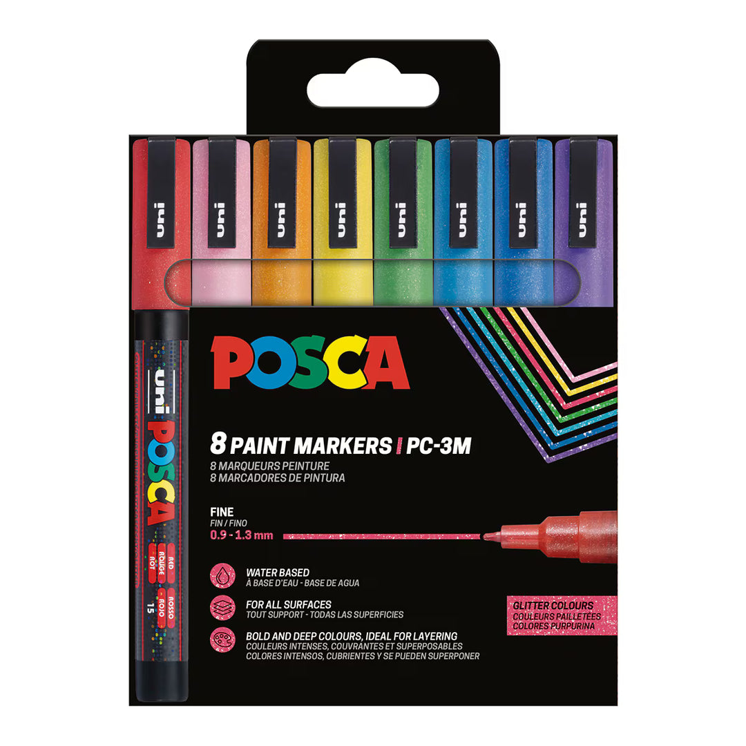 Posca PC-3ML 8P Set colores purpurina